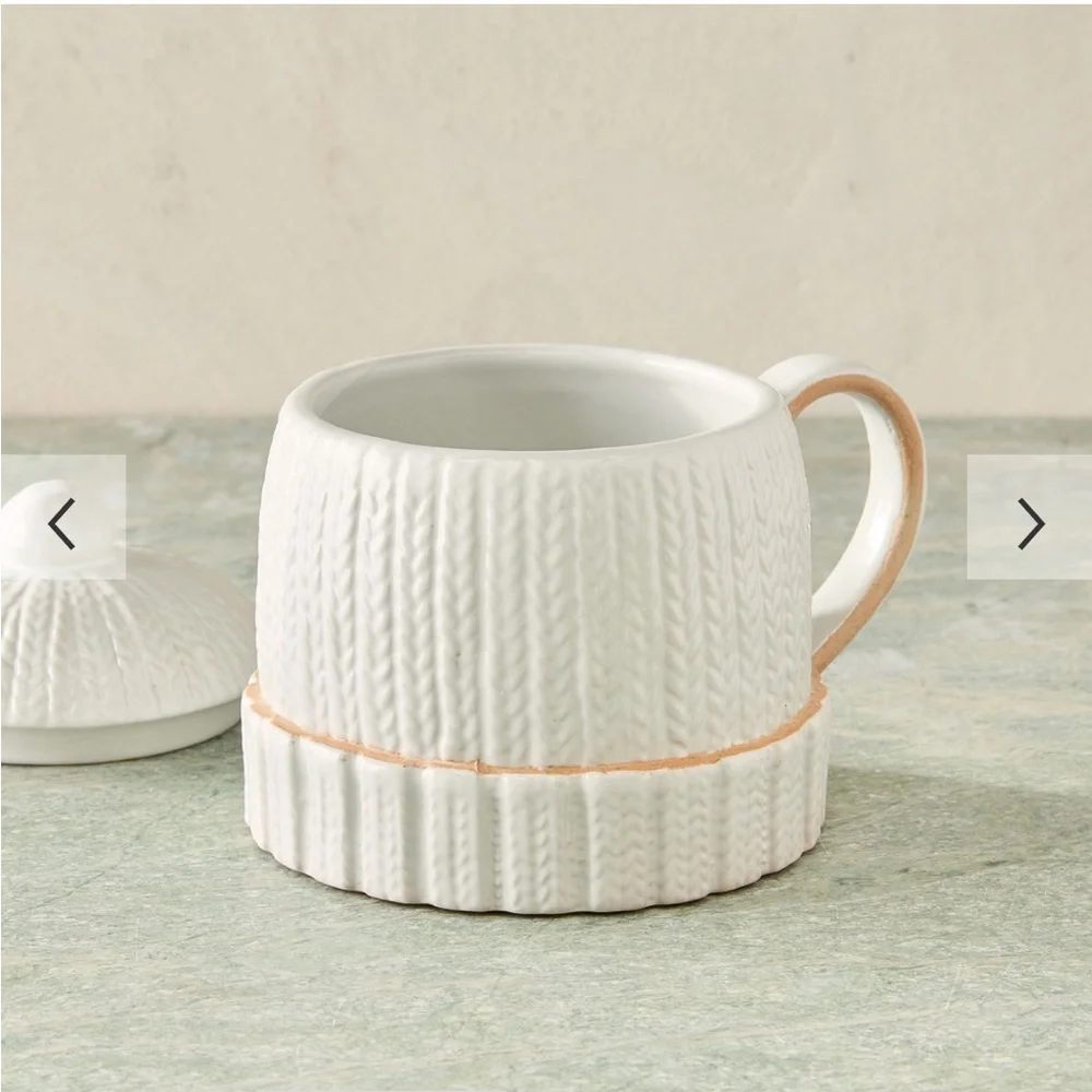 West Elm Cable Knit Sweater Mug With Lid